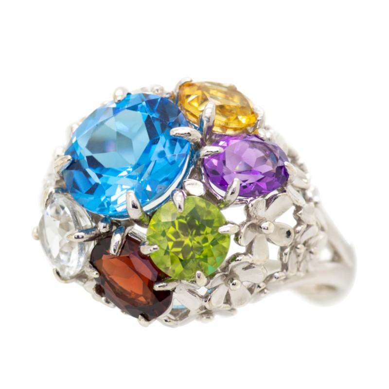 マルチカラー ブーケ リング 指輪 9.0ct SV925 1月 2月 8月 11月