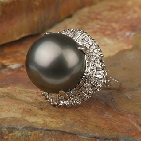 ブラックパール 黒蝶真珠 リング 指輪 超大粒 16mm Pt900 タヒチ産 黒