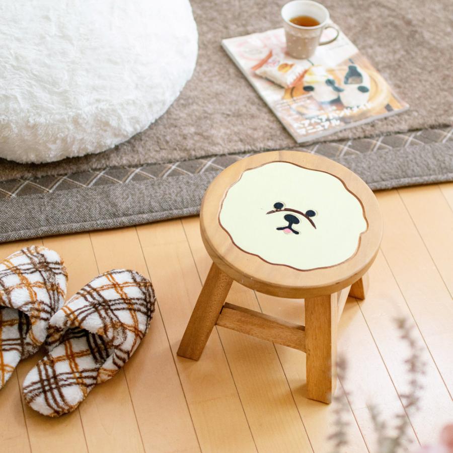 アニマル スツール ラウンド ウッド ビションフリーゼ 椅子 アカシア