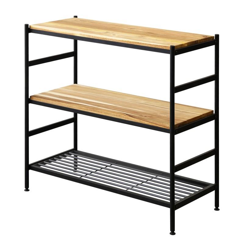 ラック 棚 収納 木製 スチール アイアン*ウッド アカシア ディスプレイ