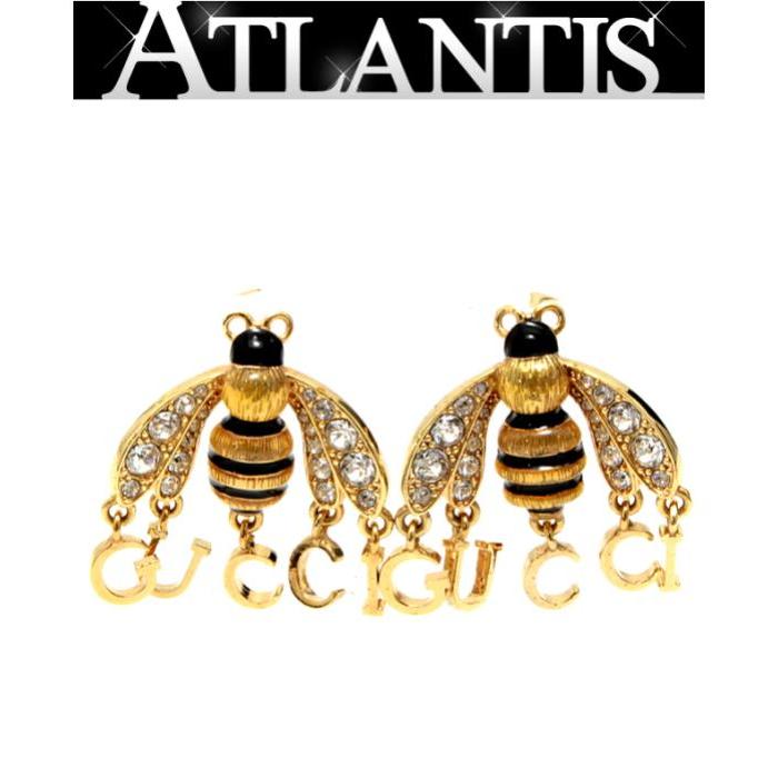 GUCCI（グッチ） 美品 ビー Bee スイング ロゴ ジルコ ピアス ミツバチ