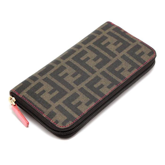 FENDI（フェンディ） ズッカ柄 ラウンドファスナー長財布 ブラウン