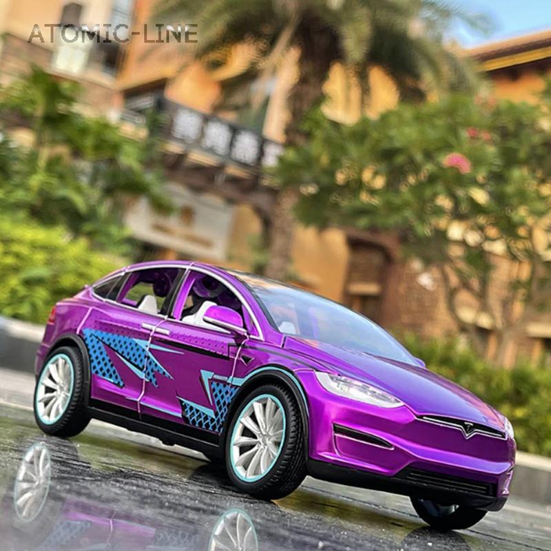 テスラ MODELX 1/24 ミニカー 全5色 ライト点灯 エンジンサウンド 合金