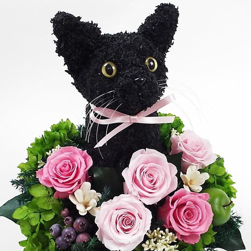 プリザーブドフラワーアレンジ猫 黒猫 Pretty 結婚祝い 誕生日 ギフト