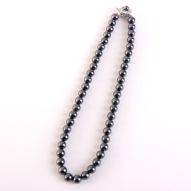 aurora 高級8mm南洋黒蝶花珠オーロラ本貝パールネックレス タヒチ黒蝶