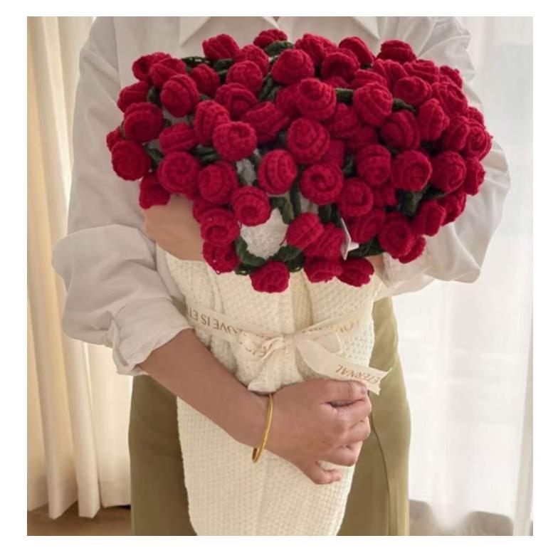 110cm ふんわり毛布 完成品 花束 ブーケブランケット バラ ニット製