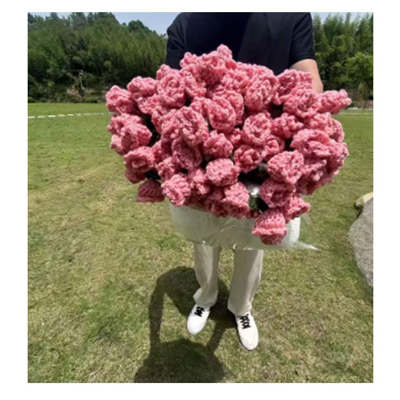 110cm ふんわり毛布 完成品 花束 ブーケブランケット バラ ニット製