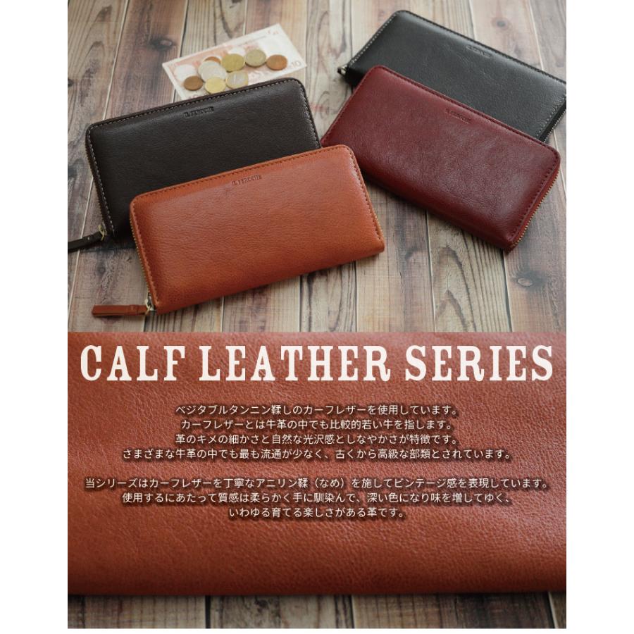 カーフレザー 長財布 ラウンドファスナー 本革 メンズ 男性 財布
