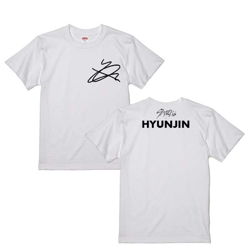 ヒョンジン Hyunjin ストレイキッズ スキズ 男女兼用Tシャツ ホワイトT