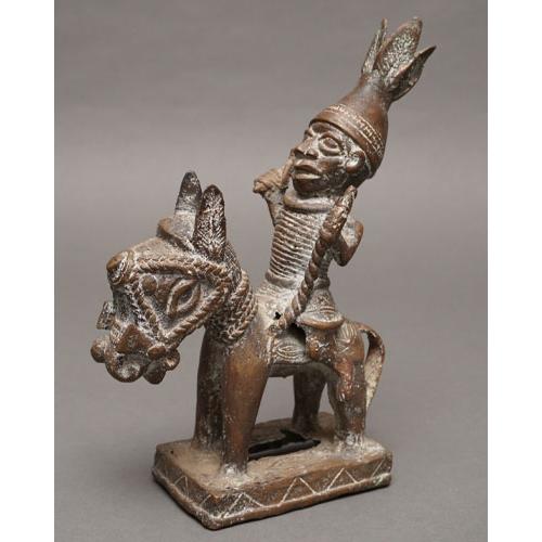 アフリカ ナイジェリア ベニン王国 真鍮像 兵士騎馬像 アフリカン