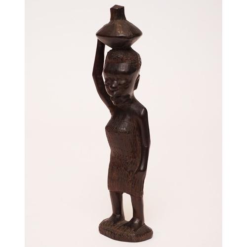 アフリカ ケニア 黒檀彫刻 人形 S No.7 木彫り 一刀彫