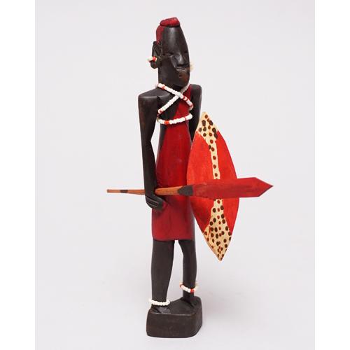 アフリカ ケニア マサイ戦士 木彫り 置き物 Sサイズ オブジェ 彫刻