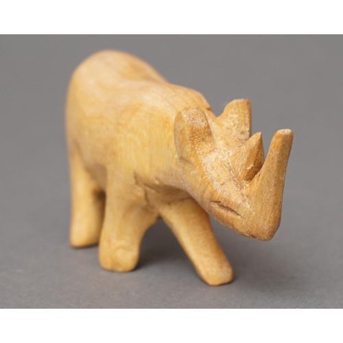 アフリカ ケニア サイ 木彫り 置き物 Sサイズ オブジェ 彫刻 動物