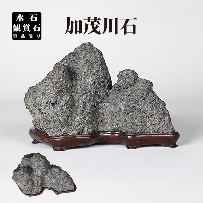 水石 「加茂川石」 盆石 天然石 すいせき 台座付き 現品限り : 盆栽彩