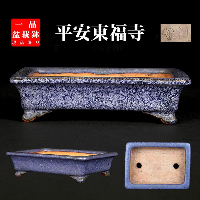 盆栽鉢 「東福寺瑠璃釉窯変長方鉢」 植木鉢 初代 平安東福寺 落款あり