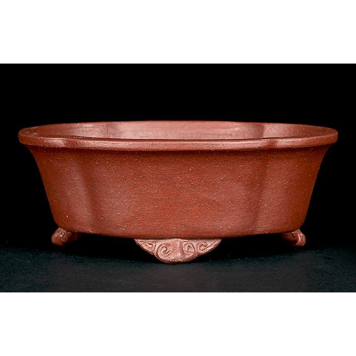 盆栽鉢 柴勝外縁木瓜式鉢 常滑 泥鉢 5号 紫泥 朱泥 小品盆栽 ミニ盆栽