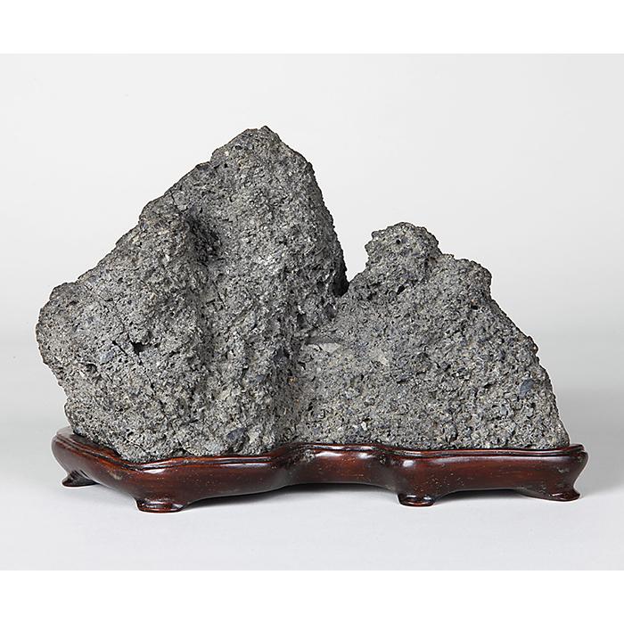 水石 「加茂川石」 盆石 天然石 すいせき 台座付き 現品限り : 盆栽彩