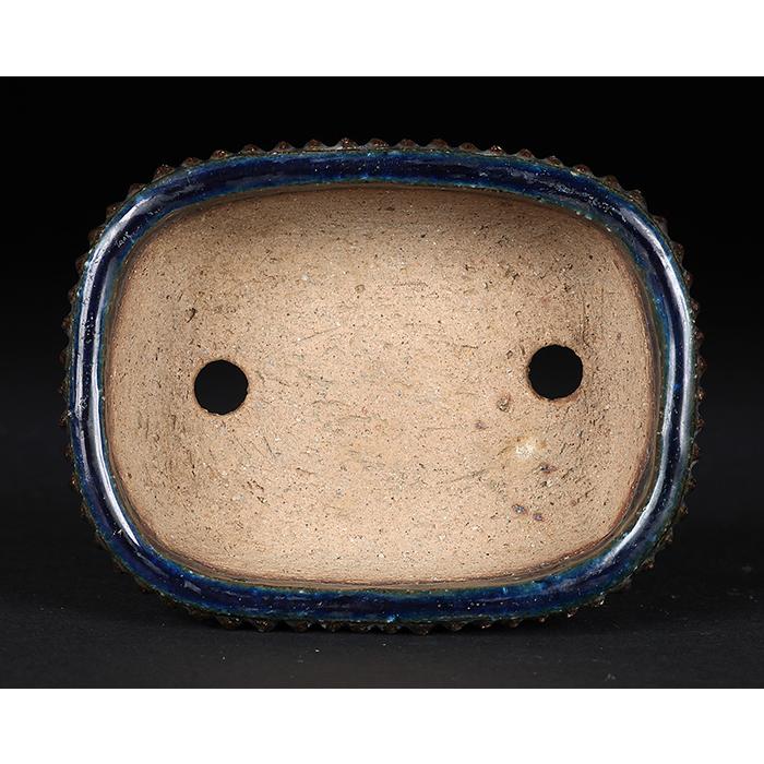 盆栽鉢 植木鉢 「東福寺瑠璃釉窯変鋲打長方鉢」 初代 平安東福寺 盆器