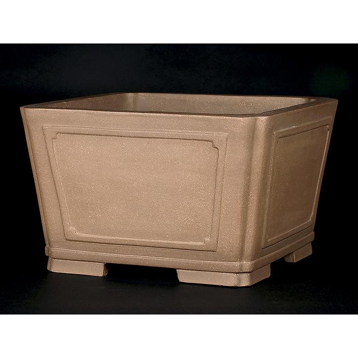 盆栽鉢 烏泥額面正方鉢 植木鉢 中国鉢 張氏製陶 落款あり 11号 32cm 中