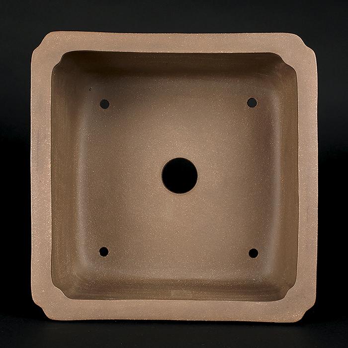 盆栽鉢 烏泥額面正方鉢 植木鉢 中国鉢 張氏製陶 落款あり 11号 32cm 中