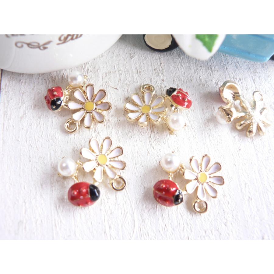 チャーム てんとう虫 4個入 テントウムシ てんとうむし お花 手芸