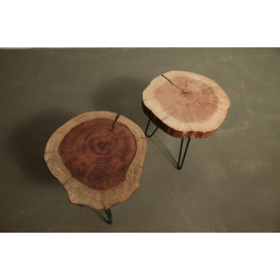 天然木 アイアン＆切り株 スツール 鉄脚 チェア サイドテーブル 1点