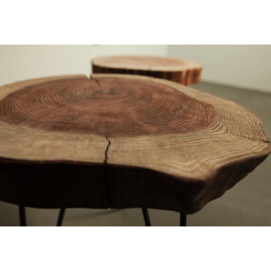 天然木 アイアン＆切り株 スツール 鉄脚 チェア サイドテーブル 1点