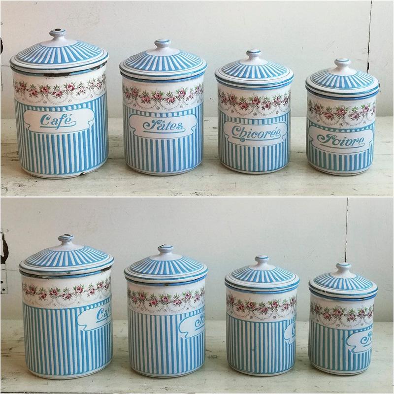 BB社 ローズガーランド キャニスター 4個セット フランスアンティーク