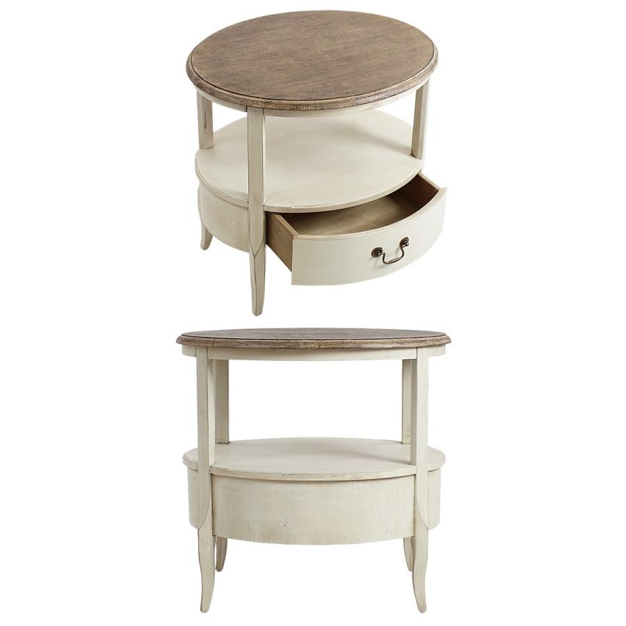 アンティーク調 サイドテーブル ホワイト 花台 電話台 引出し 引き出し