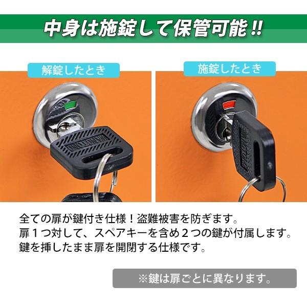 ロッカー おしゃれ スチールロッカー 3人用 オレンジ 鍵付き スリム 1