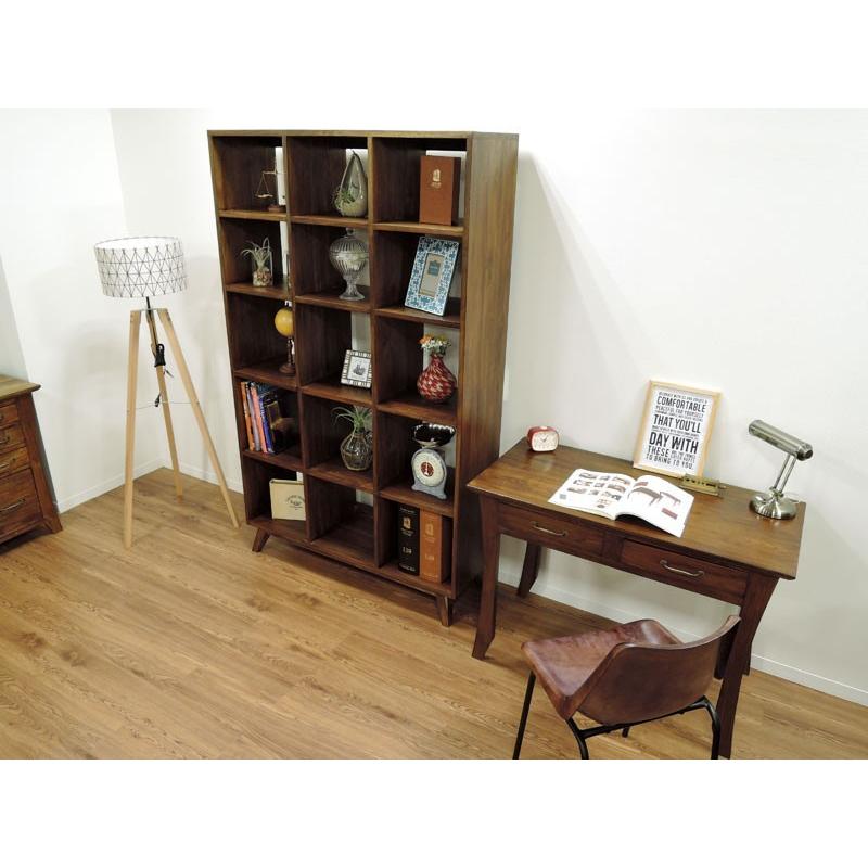 オープンラック チーク 無垢 幅110cm ブックシェルフ アジアン 北欧