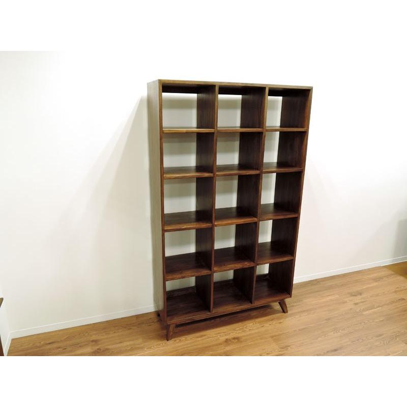 オープンラック チーク 無垢 幅110cm ブックシェルフ アジアン 北欧