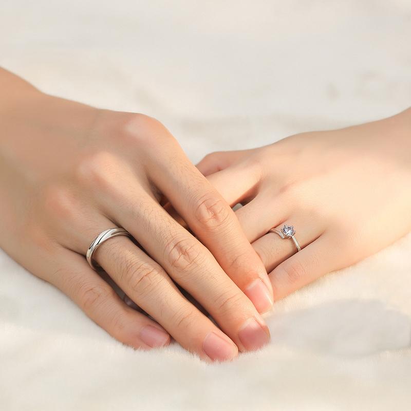 ペア シンプル 恋人 フリーサイズ調整可能 永遠 リング ホワイトデー