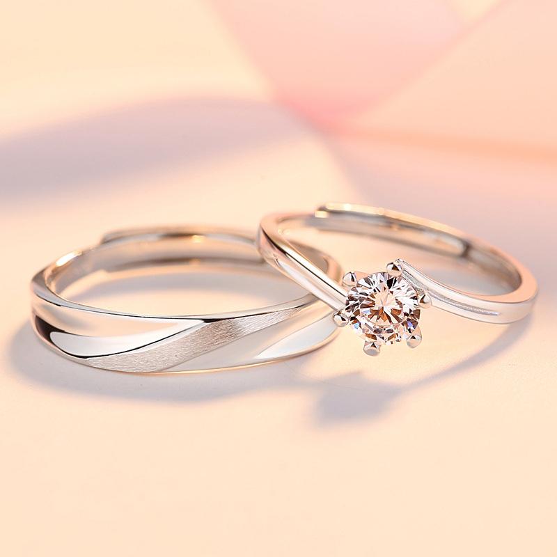 ペア シンプル 恋人 フリーサイズ調整可能 永遠 リング ホワイトデー