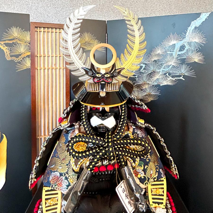 五月人形 鎧飾り 徳川家康 7号鎧 黒 平安翠鳳 コンパクト 収納飾り