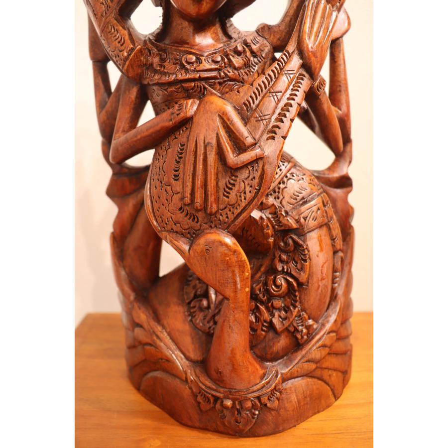 サラスワティ 木彫り バリ島 バリ雑貨 ディスプレイ インテリア 神様