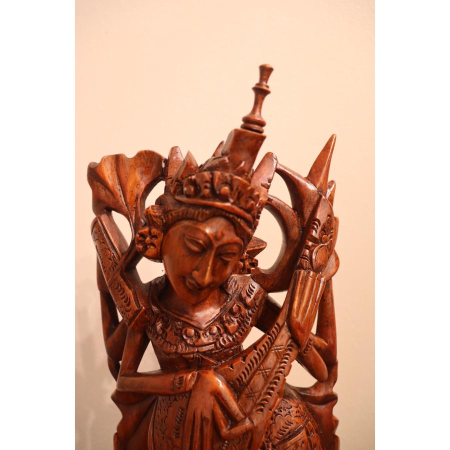 サラスワティ 木彫り バリ島 バリ雑貨 ディスプレイ インテリア 神様