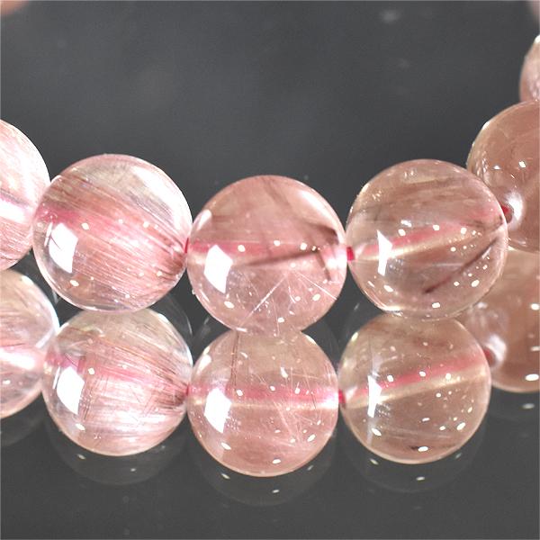 ピンクルチルクォーツ約10.5ミリ1連ブレスレット ピンクルチル