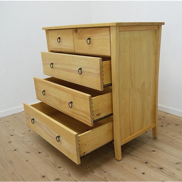 低ホルムアルデヒド 洋服タンス 天然木 無垢材 カントリー 5ドロア
