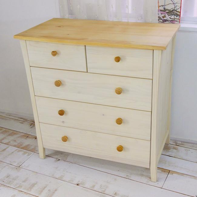 フレンチカントリーパイン 脚付チェスト 木製取手 パインタンス