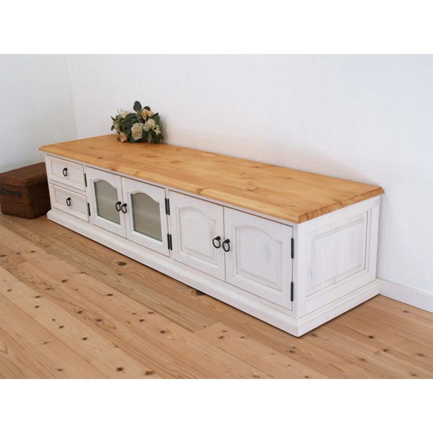幅180cm フレンチカントリー テレビボード 無垢木製 パイン家具 リング