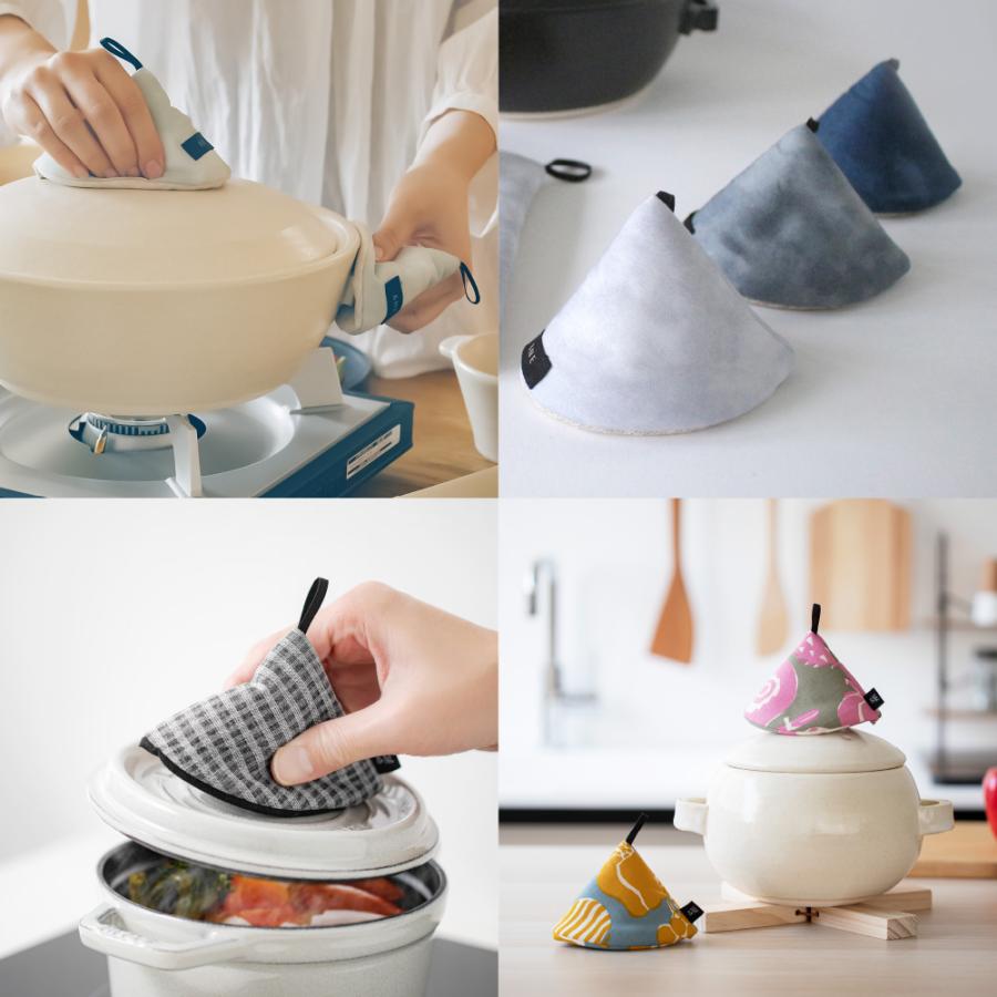 ＆NE 三角鍋つかみ 日本製 和柄 北欧 フック付 ミトン ストウブ お鍋