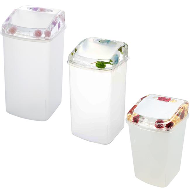 ゴミ箱 ダストボックススイング蓋付き アクリル水中花 薔薇