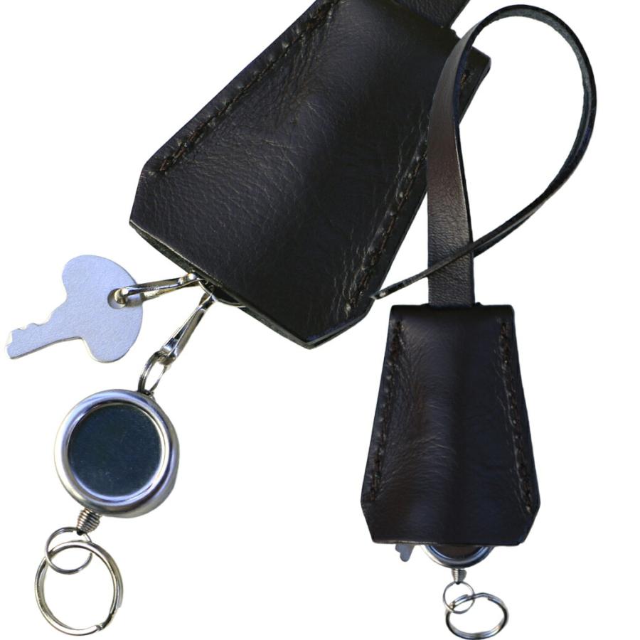 キークロシェット 本革 リールストラップ付き スペアキー付属 Y-1099