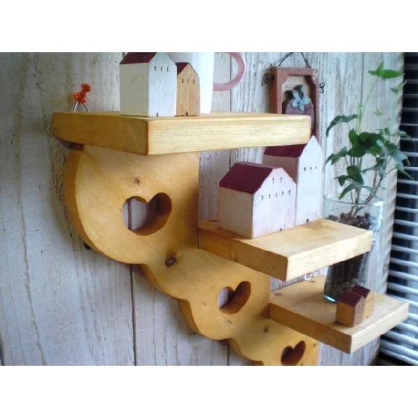 ウォールシェルフ 木製 ラック ハート カントリー かいだんシェルフ