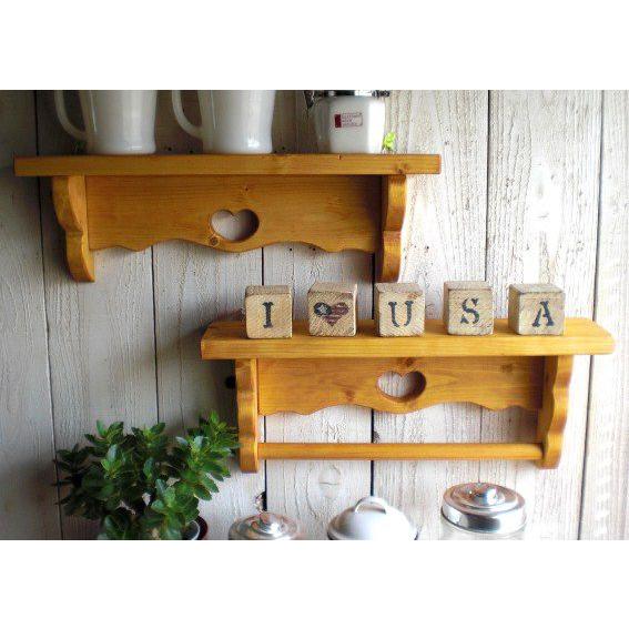 ウォールシェルフ 木製ラック 収納 カントリー アンティーク ペア