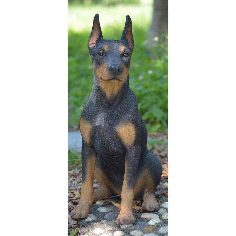 置物 彫像 動物 座っている ドーベルマン 成犬の像 ガーデニング 庭