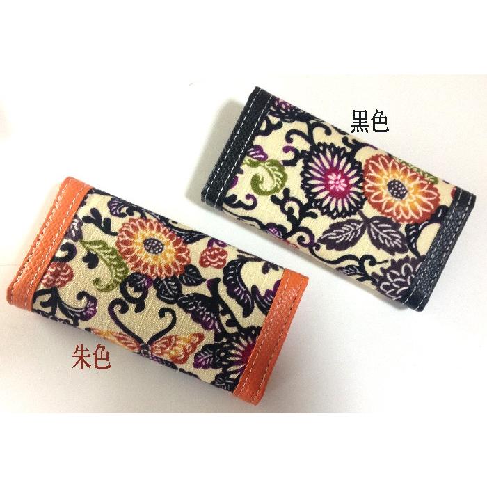 本革 牛革キーケース okinawa 沖繩 紅や BINYA 紅型柄 綿100％ 新作