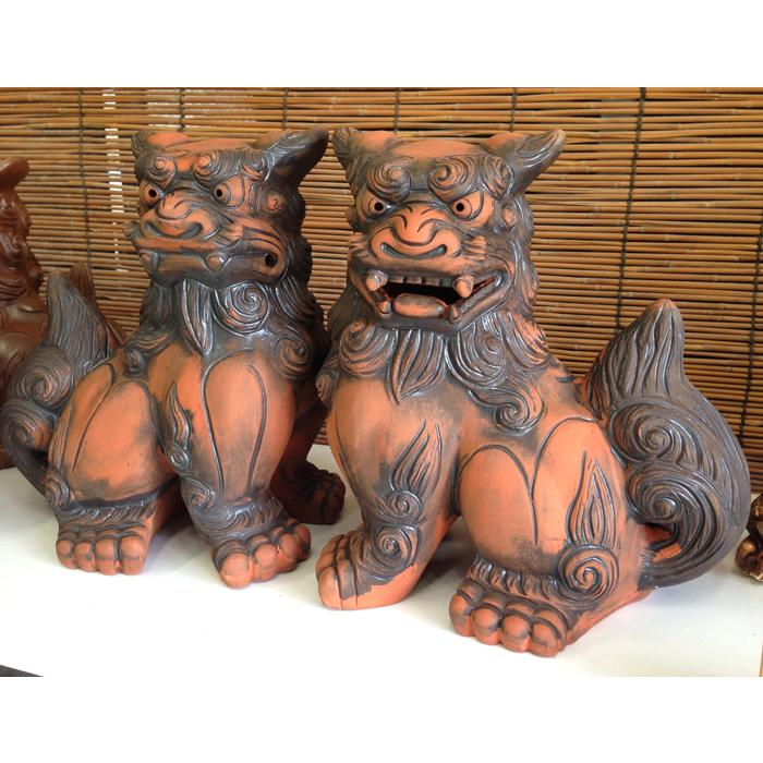 シーサー置物 門柱シーサー マンガン焼 ペアシーサー 超特大 門柱