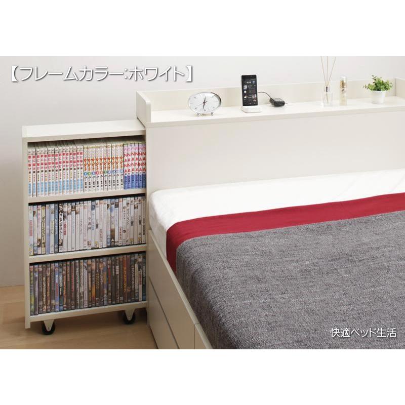 ダブルベッド スライド収納付き大容量チェストベッド フレームのみ